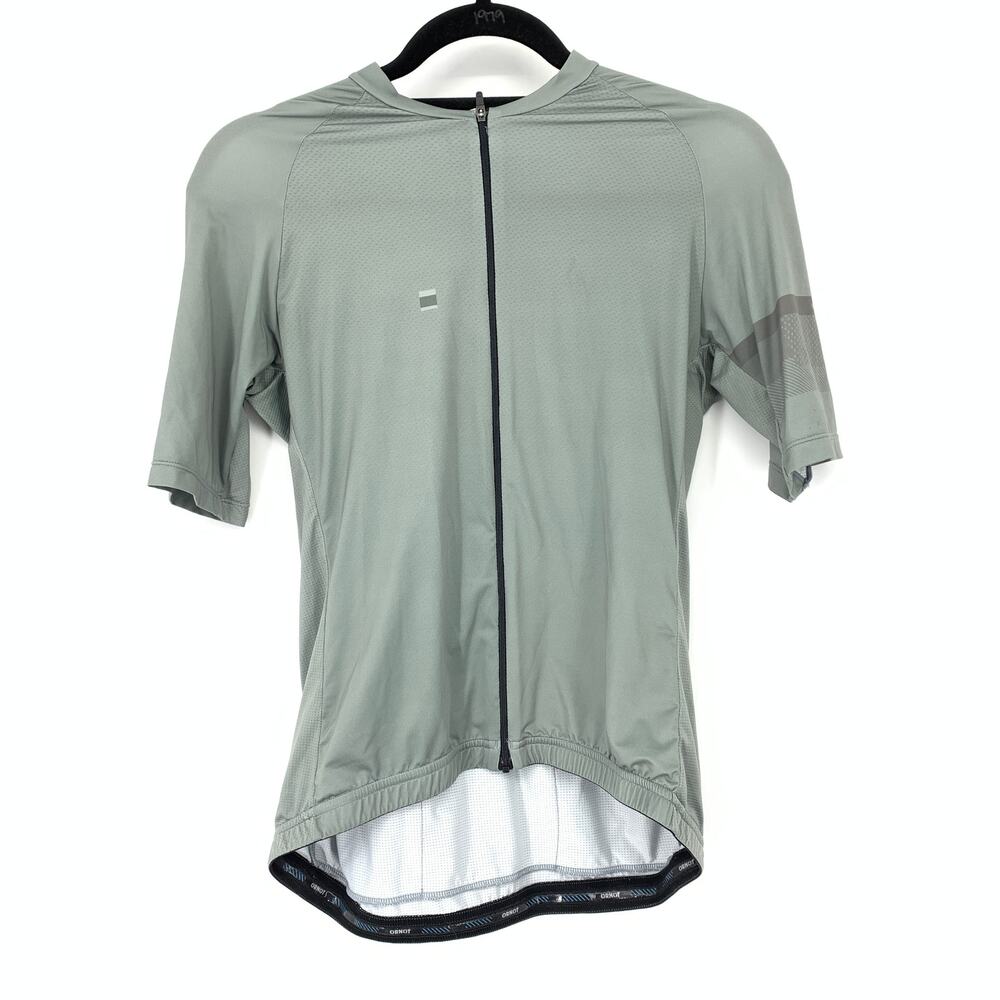 Ornot Top Womens Large Gray Full-Zip Raglan Mesh Panels Mock Neck 3 Rear Pockets